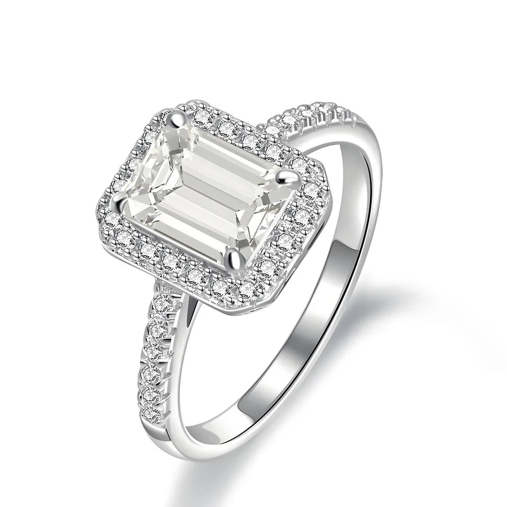 MUSHAN Luxury Jewelry Microset Square Full Diamond Sapphire Ring For Women S925 Silver High Carbon Diamond