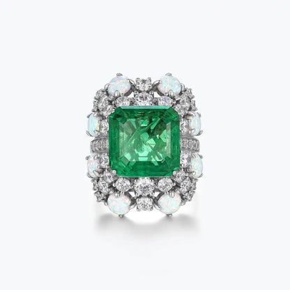 Bague de fiançailles MuShan Brand Jewelry en argent sterling 925, ornée d'une émeraude de synthèse taille marquise, plaquée or 18 carats pour femme
