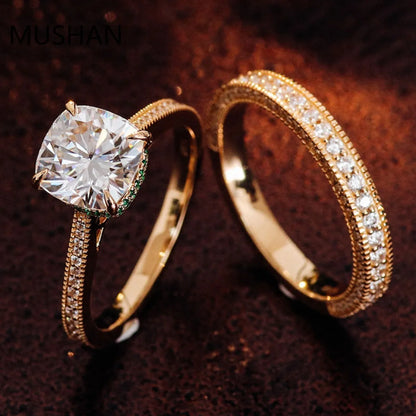MUSHAN Anillos de lujo personalizados de oro de 14K y 18K, joyería con moissanita, diamantes de laboratorio y gemas, anillo de boda de diamantes para mujer