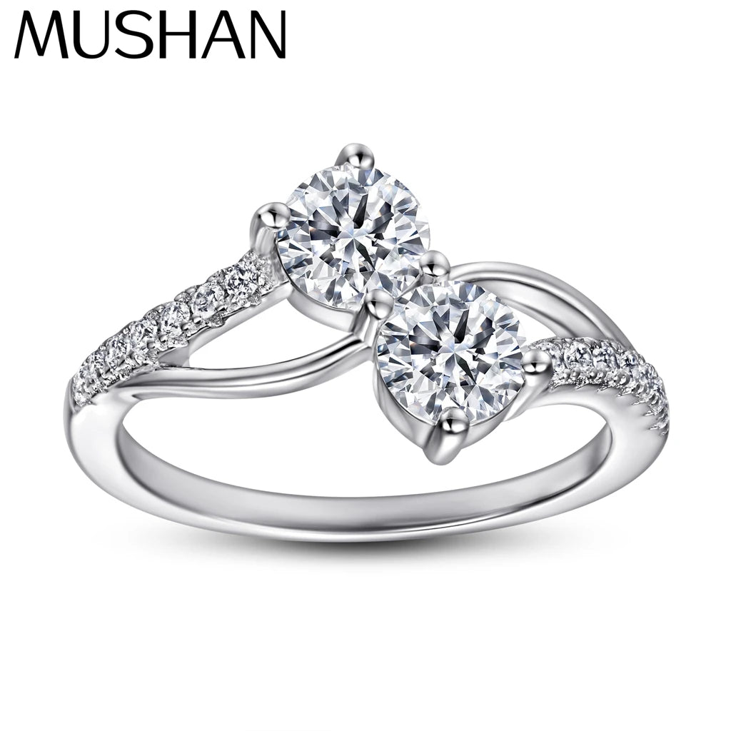 MuShan Jewelry 925 Sterling Silver Rings Bands Engagement Ring 5A Cubic Zirconia  Women Premium Anniversary  Women Gift