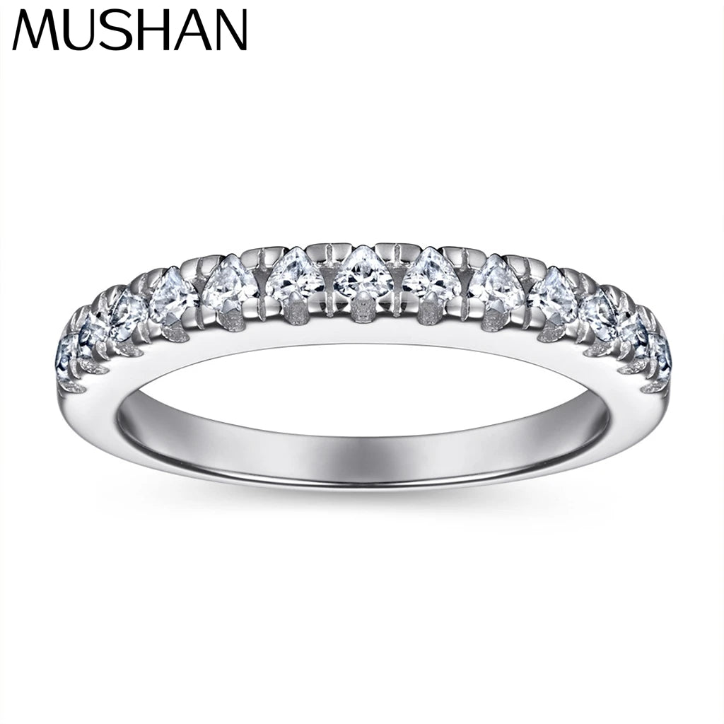 MuShan Jewelry 925 Sterling Silver Elegant Engagement Ring 5A Cubic Zirconia Rings Bands Anniversary Rings Bands  Women Gift