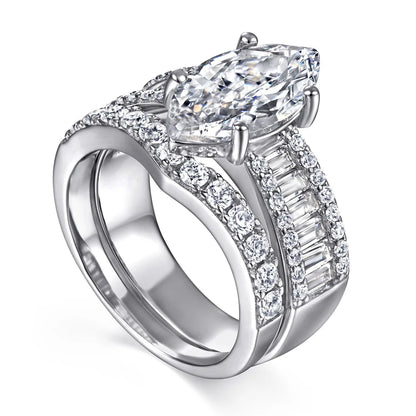 MuShan Jewelry 925 Sterling Silver Ring Wedding Band High Carbon Diamond Party Cocktail Cocktail Party Women Rings Fine Jewelry