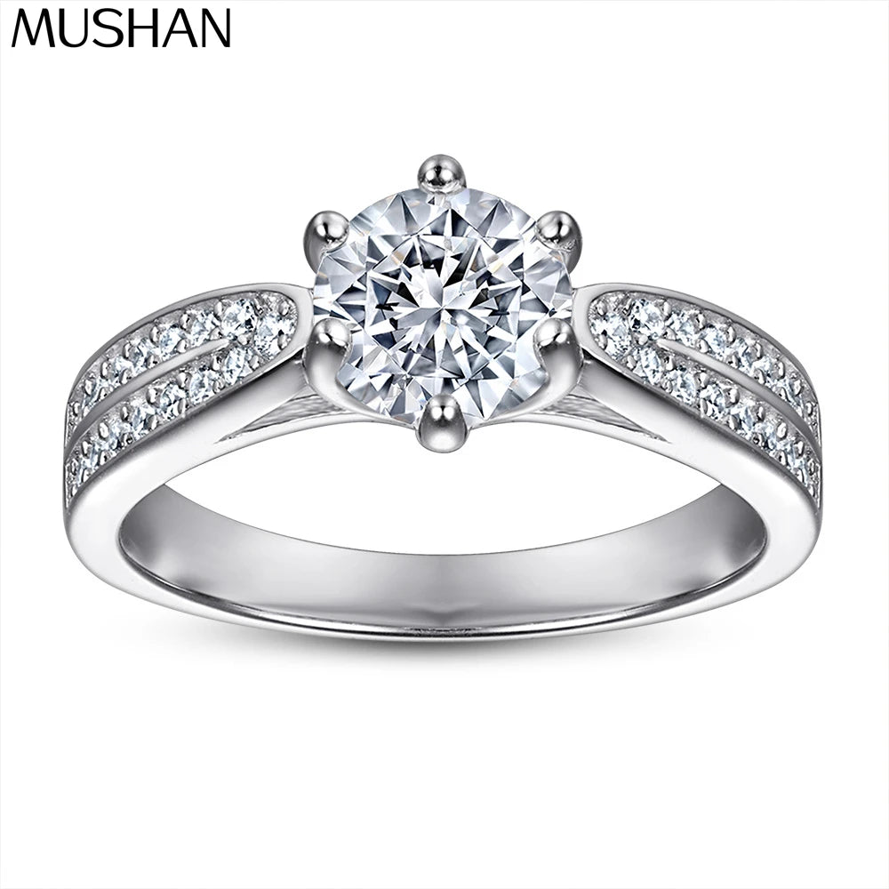 MuShan Designer Jewelry 925 Sterling Silver Ring Cubic Zirconia 5A Emerald Casual Women 18K Rose Gold Plated Fine Jewelry Rings