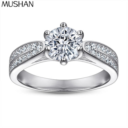 MuShan Designer Jewelry 925 Sterling Silver Ring Cubic Zirconia 5A Emerald Casual Women 18K Rose Gold Plated Fine Jewelry Rings