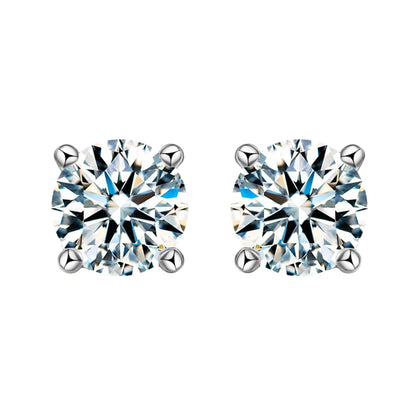 MUSHAN Brand Jewelry 50 Points  2 Carat Moissanite Stud Earrings S925 Sterling Silver Classic Four Prong Earrings