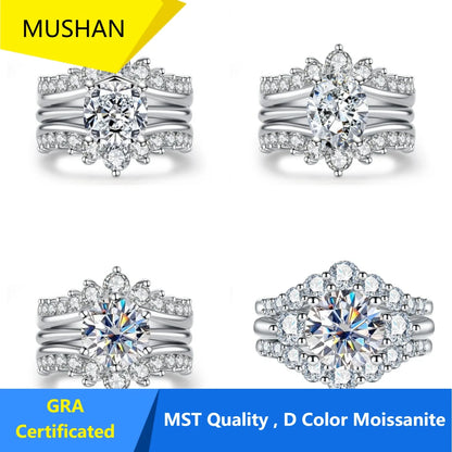 Bague de mariage en argent sterling 925 MUHAN Luxury Jewelry pour femme, bague en diamant moissanite certifiée GRA, couleur D, bijou de haute qualité