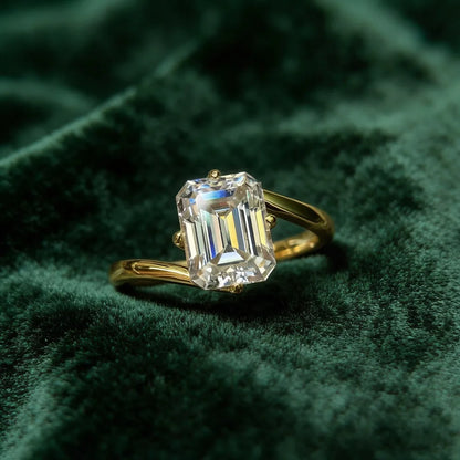 Anillo de lujo MUSHAN de plata de ley 925 para mujer, con diamante moissanite esmeralda de color D certificado por GRA, joyería fina