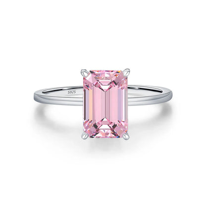 MuShan Designer Jewelry 925 Sterling Silver Ring Pink Yellow Blue Green Gemstones Rings Band for Women 18K Gold Plated Rings