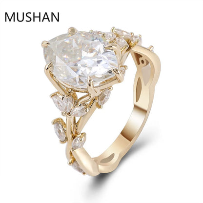 MUSHAN Luxury Custom 14K 18K Gold Rings Band Jewelry With Moissanite Diamond Lab Grown Gemstones Diamond Wedding Ring For Women