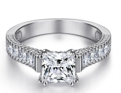 MuShan Jewelry 925 Sterling Silver Rings Bands Rings Bands Ring 7A Cubic Zirconia Rings Bands Timeless Anniversary  Women Gift