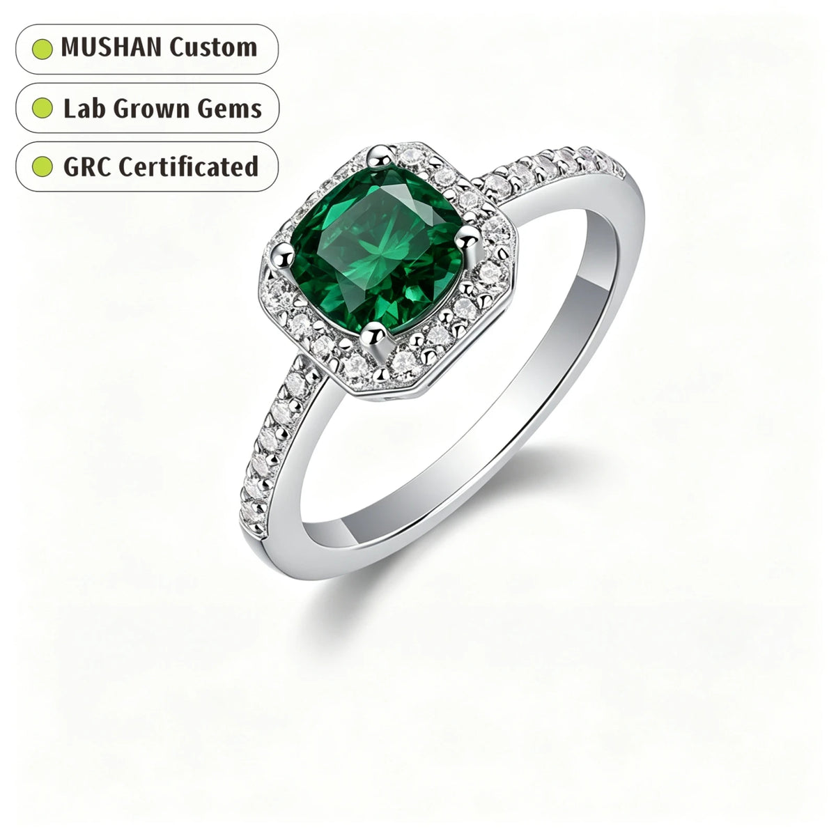 MUSHAN Custom Jewelry 925 Sterling Silver Ring Band for Women 1ct Lab Grown Gemstones Ruby Emerald Sapphire Rings Jewelry