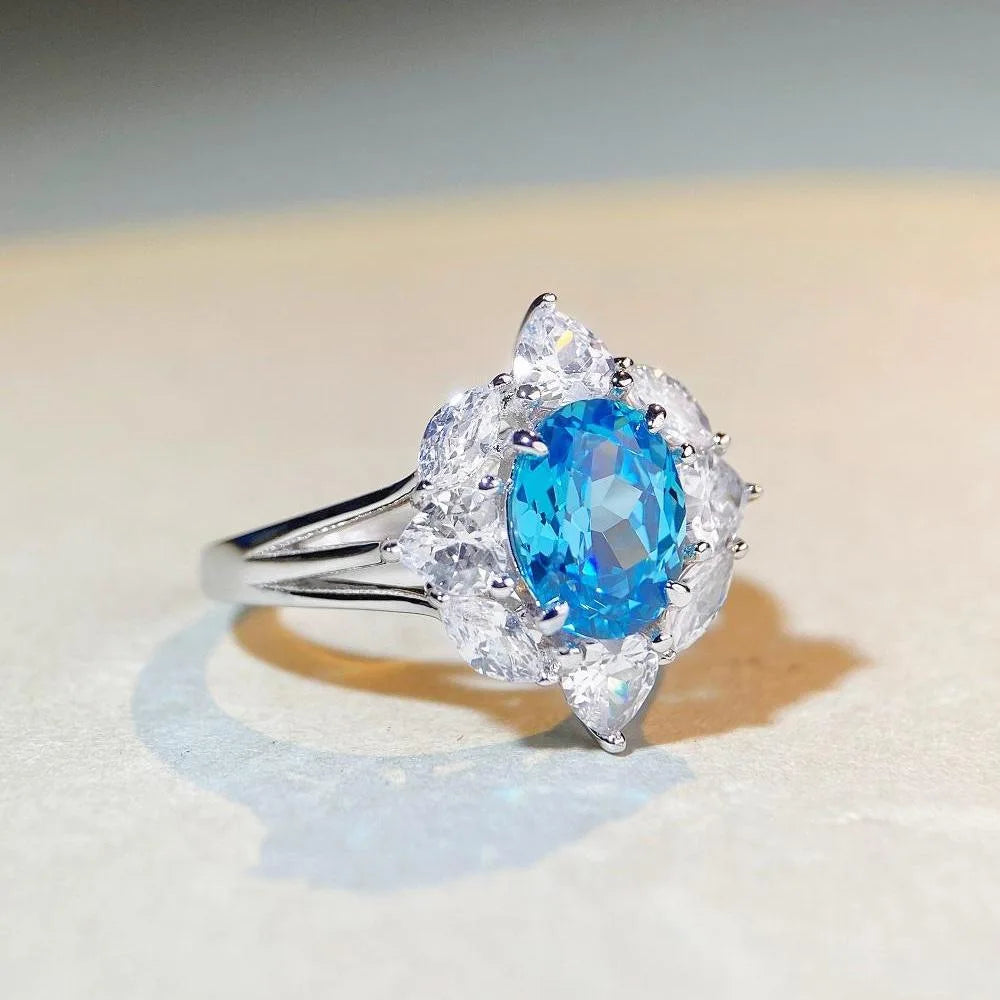 MuShan Luxury Jewelry 925 Sterling Silver Ring Zircon 5A Grade Triangle Office for Girls Rhodium Plated Fine Jewelry Rings