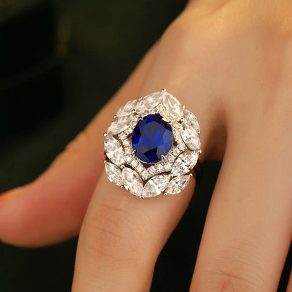 MUSHAN Custom Jewelry 925 Sterling Silver Ring Lab Red Sapphire Radiant Wedding Gift for Women 18K Gold Plated Engagement Ring