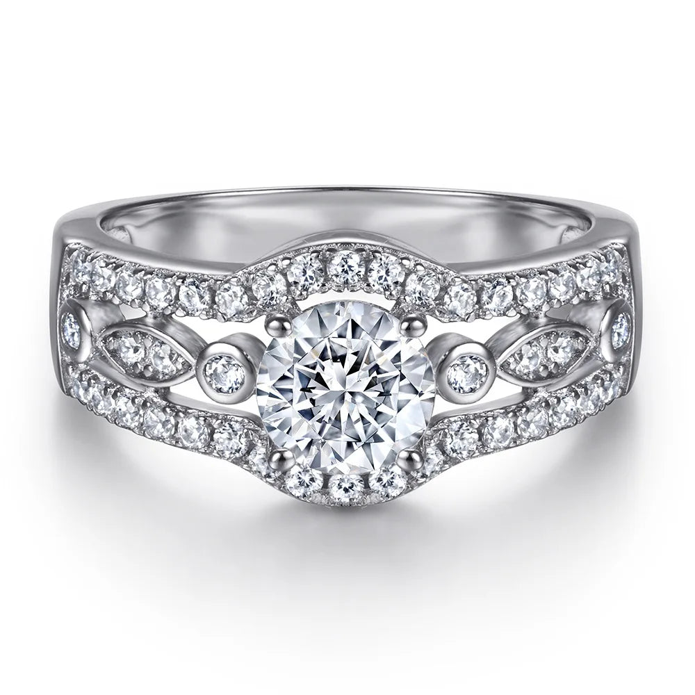 MuShan Jewelry 925 Sterling Silver Rings Bands Rings Bands Ring 5A Cubic Zirconia Valentine Engagement Anniversary  Women Gift