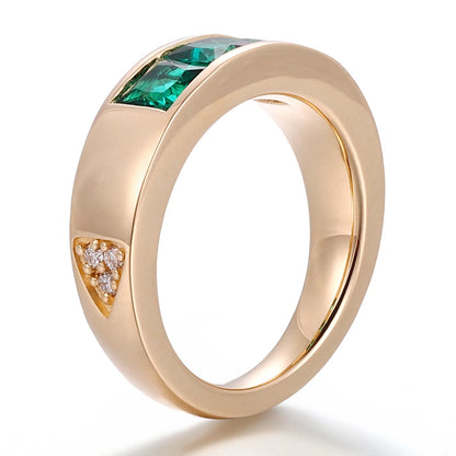 MUSHAN Custom Jewelry 925 Silver 10k 14k 18k Gold Ring Band Lab Grown Colombian Emerald Ring Women Wedding Rings Fine Jewelry