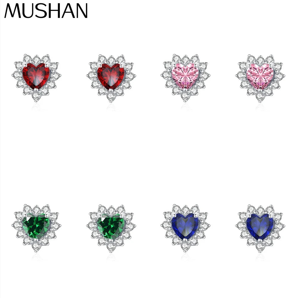 MuShan Jewelry 925 Sterling Silver Stud Earrings Dangle High Carbon Diamond Classic Luxury Women Earring Fine Jewelry