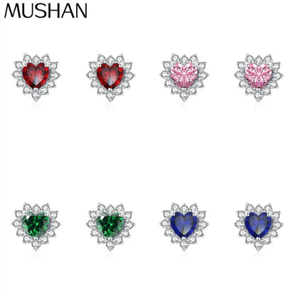 MuShan Jewelry 925 Sterling Silver Stud Earrings Dangle High Carbon Diamond Classic Luxury Women Earring Fine Jewelry