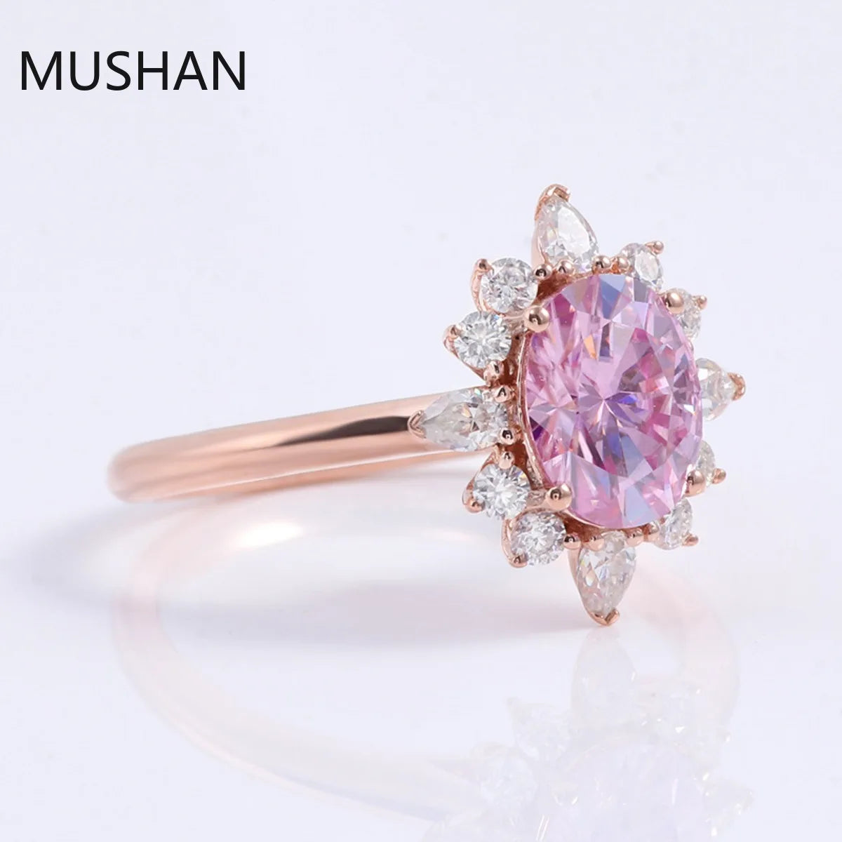 MUSHAN Luxury Custom 14K 18K Gold Rings Band Jewelry With Moissanite Diamond Lab Grown Gemstones Diamond Wedding Ring For Women