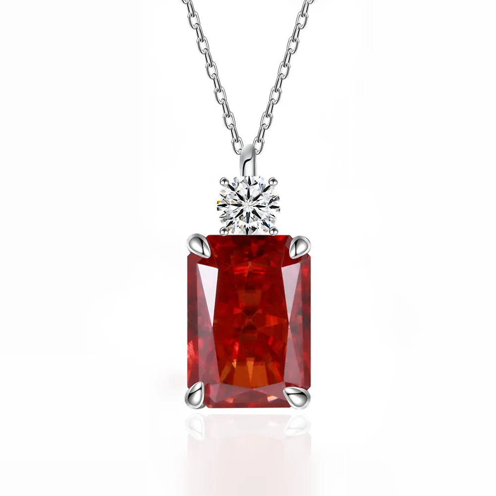 MUSHAN Luxury Jewelry 7ct 8*10 Rectangular Necklace For Women Made Of 925 Silver With Ice Flower Cut High-Carat Diamond Pendant