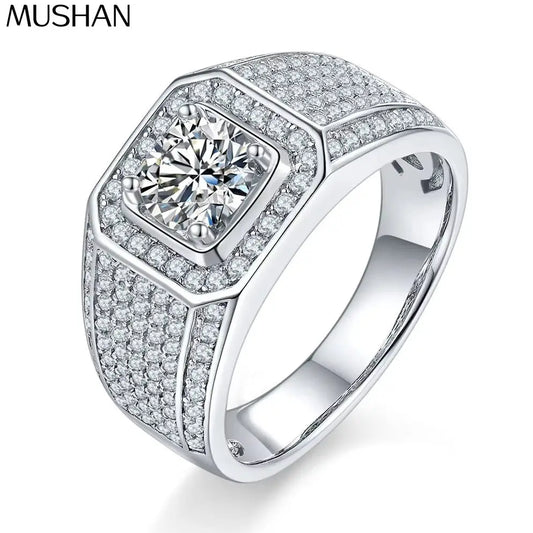 MuShan Designer Jewelry 925 Sterling Silver Ring D Color Moissanite Chic Ring for Friend 18K Real Gold Plated MST Patent Rings