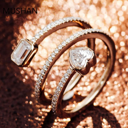 MUSHAN Luxury Custom 14K 18K Gold Rings Band Jewelry With Moissanite Diamond Lab Grown Gemstones Diamond Wedding Ring For Women