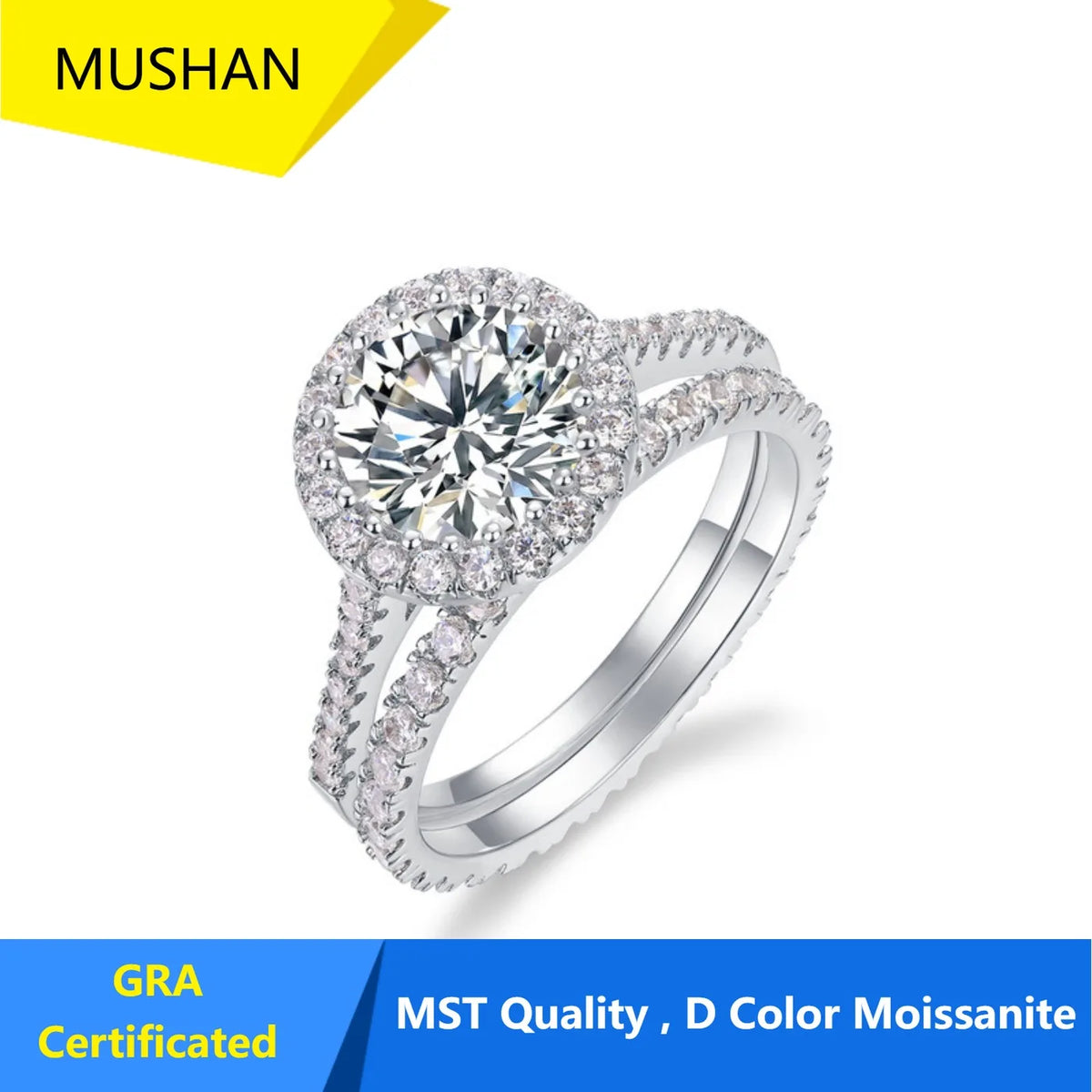 MUHAN Luxury Jewelry  925 Sterling Silver Ring Wedding Band  Women GRA Certificate Moissanite Diamond Rings D Color Fine Jewelry