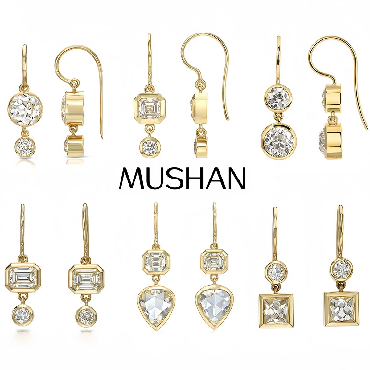 MUSHAN Bespoke Luxury Jewelry Moissanite Diamond Stud Drop Earrings 925 Sterling Silver Pendant Earrings D Color VVS1 Level