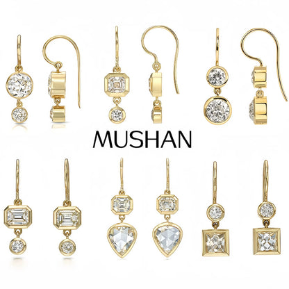 MUSHAN Bespoke Luxury Jewelry Moissanite Diamond Stud Drop Earrings 925 Sterling Silver Pendant Earrings D Color VVS1 Level