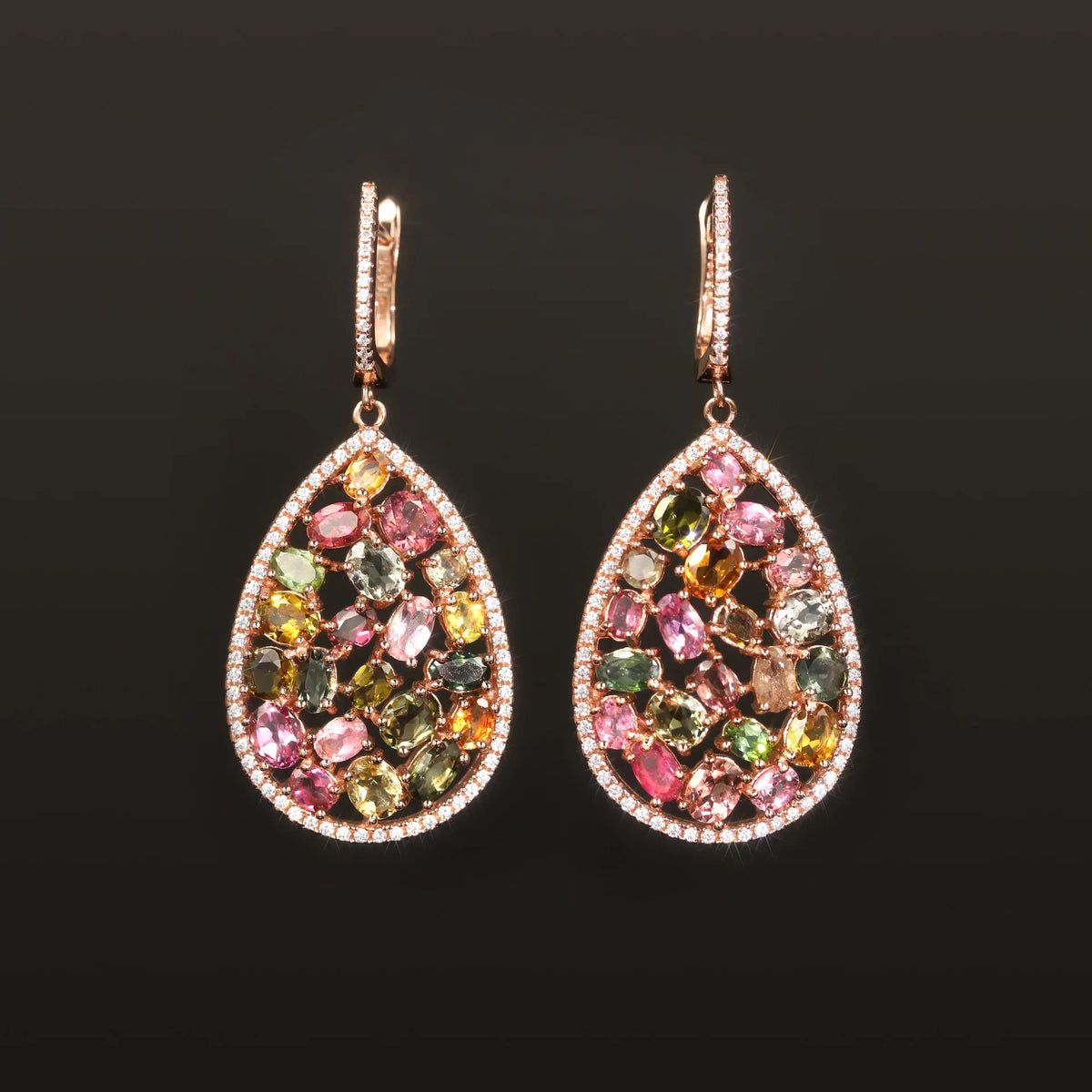 MUSHAN Custom Jewelry 925 Sterling Silver Earrings Lab Green Ruby Heart Formal Wear for Women 18K Gold Plated Anniversary