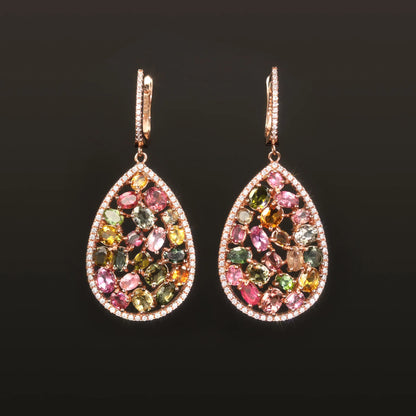 MUSHAN Custom Jewelry 925 Sterling Silver Earrings Lab Green Ruby Heart Formal Wear for Women 18K Gold Plated Anniversary