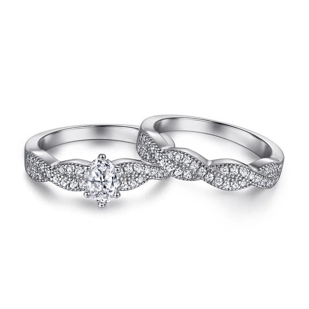 MuShan Jewelry 925 Sterling Silver Rings Bands Promise Ring 7A Cubic Zirconia  Women Valentine Anniversary  Women Gift