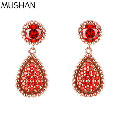 MuShan Jewelry 925 Sterling Silver Stud Earrings Dangle HCD Gemstones Cocktail Party Statement Jewelry Women Earring Fine Jewelr