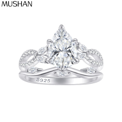 Anillo de plata de ley 925 de MuShan Luxury Jewelry con circonita de grado 7A, estilo esmeralda, formal, para esposa, bañado en oro real, joyería fina
