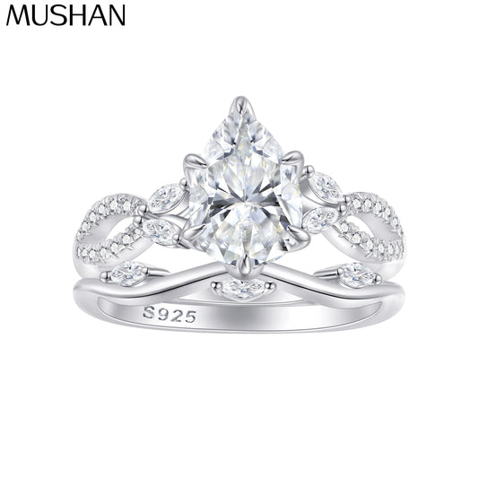 MuShan Luxury Jewelry 925 Sterling Silver Ring Zircon 7A Grade Emerald Formal for Wife Real Gold Plated Fine Jewelry Rings