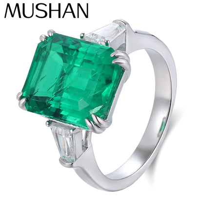 MUSHAN Custom Jewelry 925 Sterling Silver Ring Lab Red Ruby Heart Luxury Ring for Women 18K Gold Plated GRC Certificate Rings