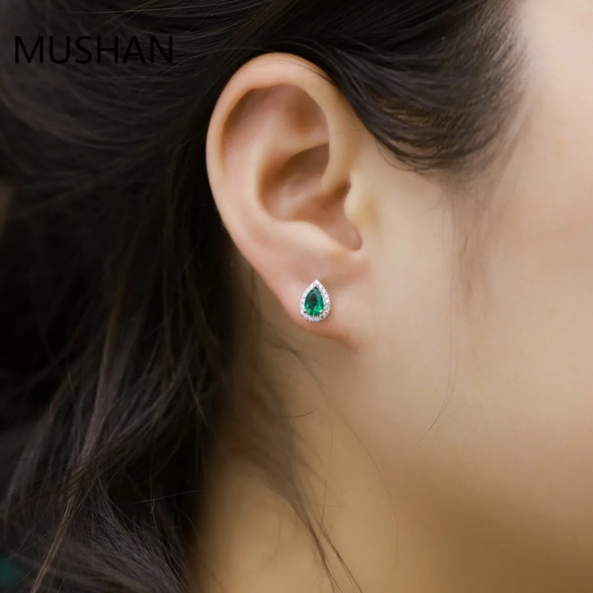 MUSHAN Bijoux de luxe Boucles d'oreilles à clou en argent sterling S925 pour femmes, certifiées GRC, boucles d'oreilles à clou avec émeraude de culture