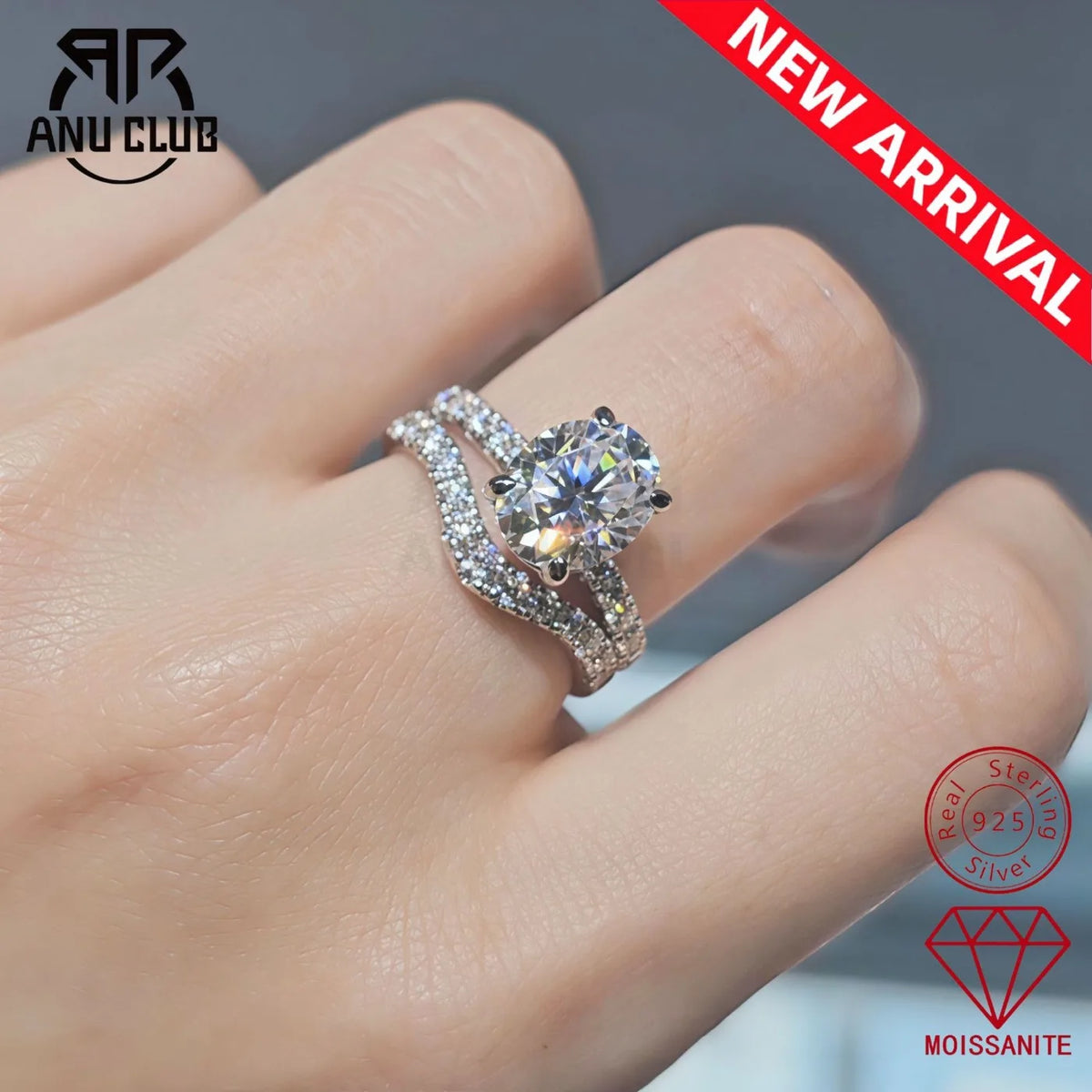 MUHAN Luxury Jewelry  925 Sterling Silver Ring Wedding Band  Women GRA Certificate Moissanite Diamond Rings D Color Fine Jewelry
