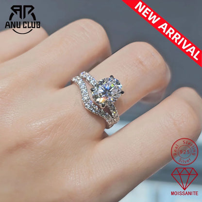 MUHAN Luxury Jewelry  925 Sterling Silver Ring Wedding Band  Women GRA Certificate Moissanite Diamond Rings D Color Fine Jewelry