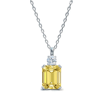 MuShan Jewelry 925 Sterling Silver Necklace Lab Grown Sapphire Round Party Wear for Women 18K Gold Plated Anniversary Necklace