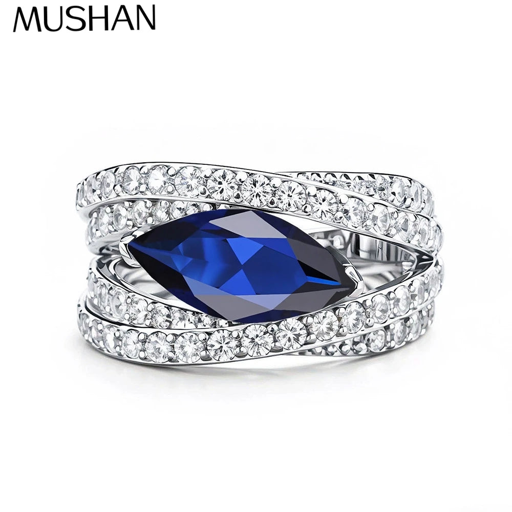 Anillo de boda de plata de ley 925 MuShan Jewelry, anillo para mujer de alta joyería con diamante de alto carbono, regalo de San Valentín, regalo de Navidad