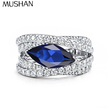 Anillo de boda de plata de ley 925 MuShan Jewelry, anillo para mujer de alta joyería con diamante de alto carbono, regalo de San Valentín, regalo de Navidad