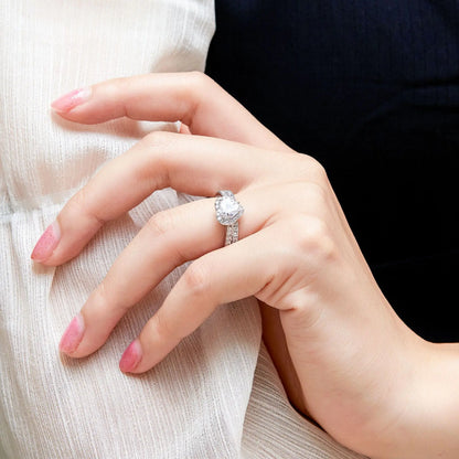 MuShan Jewelry 925 Sterling Silver Simple Engagement Ring 7A Cubic Zirconia Rings Bands Anniversary Rings Bands  Women Gift