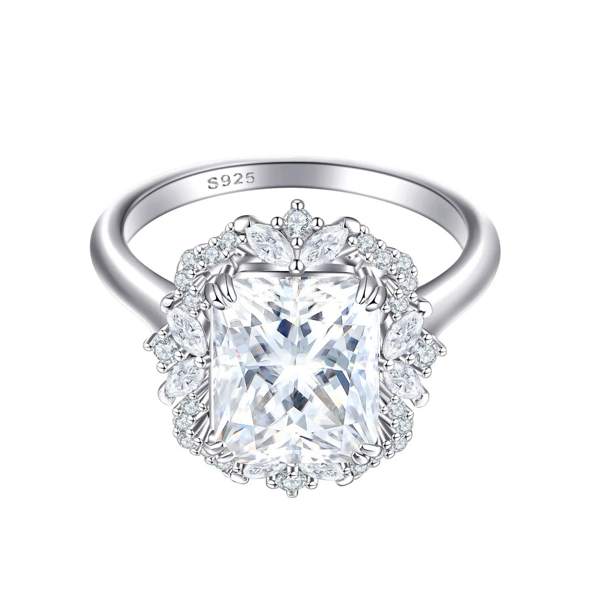 Anillo de plata de ley 925 de la marca MuShan, con circonita cúbica 5A en talla marquesa, romántico para chicas, chapado en oro de 18 quilates, joyería fina.