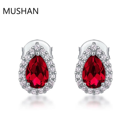 MUSHAN Luxury Jewelry S 925 Sterling Silver Stud Earrings Women GRC Certificated Lab Grown Emerald Earrings Stud Ear Pin Jewelry