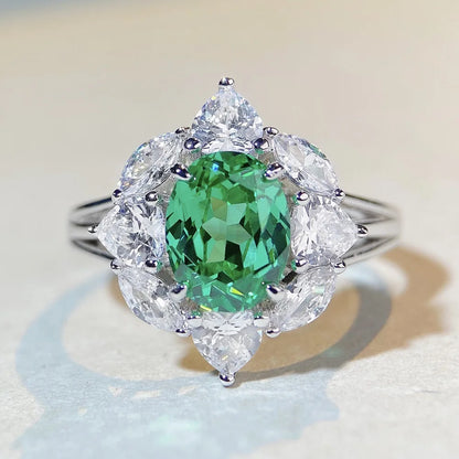 MuShan Luxury Jewelry 925 Sterling Silver Ring Zircon 5A Grade Triangle Office for Girls Rhodium Plated Fine Jewelry Rings