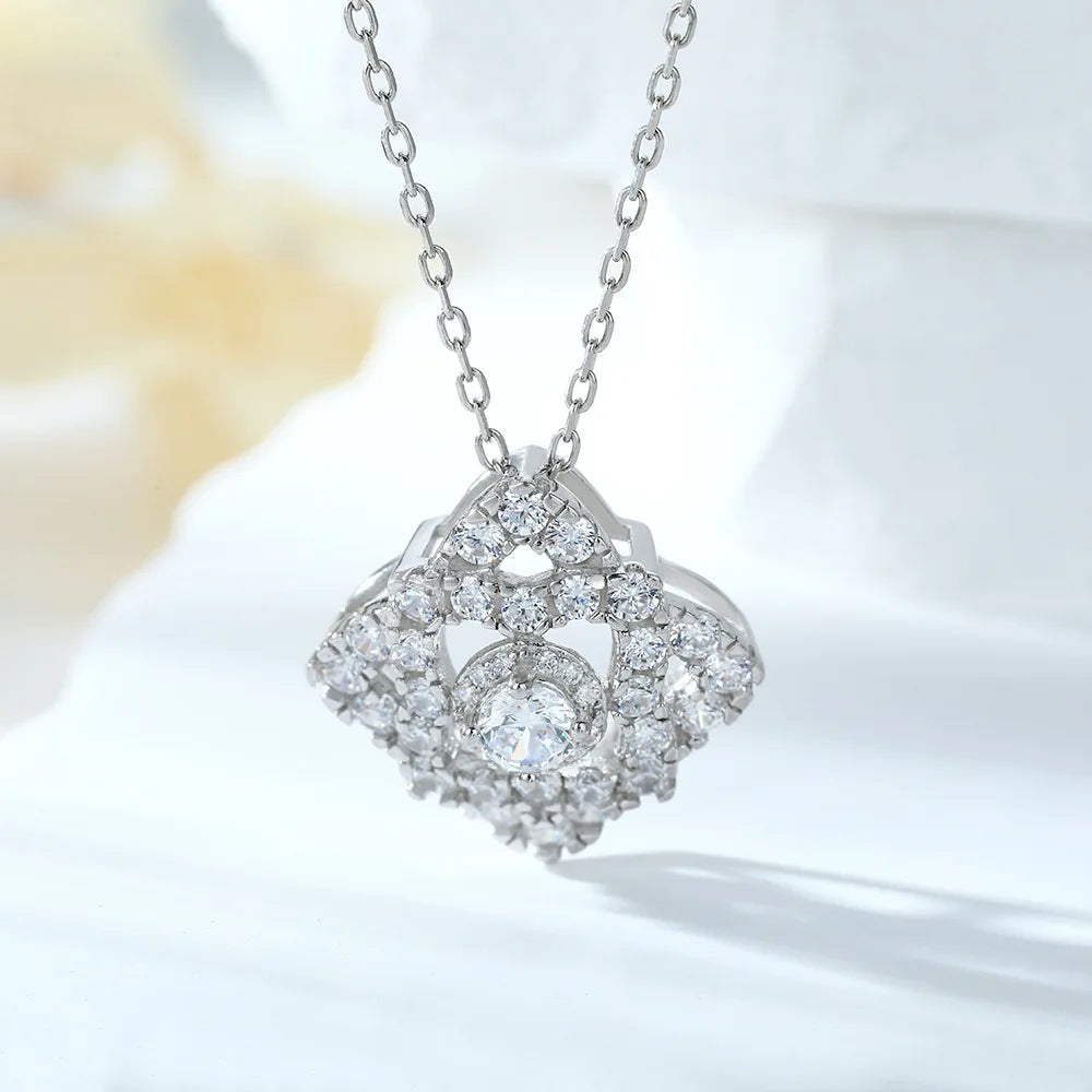 MuShan Jewelry 925 Sterling Silver Necklace Pendant Chain HCD Diamonds Anniversary Gift Christmas Gift Women Necklaces Jewelry