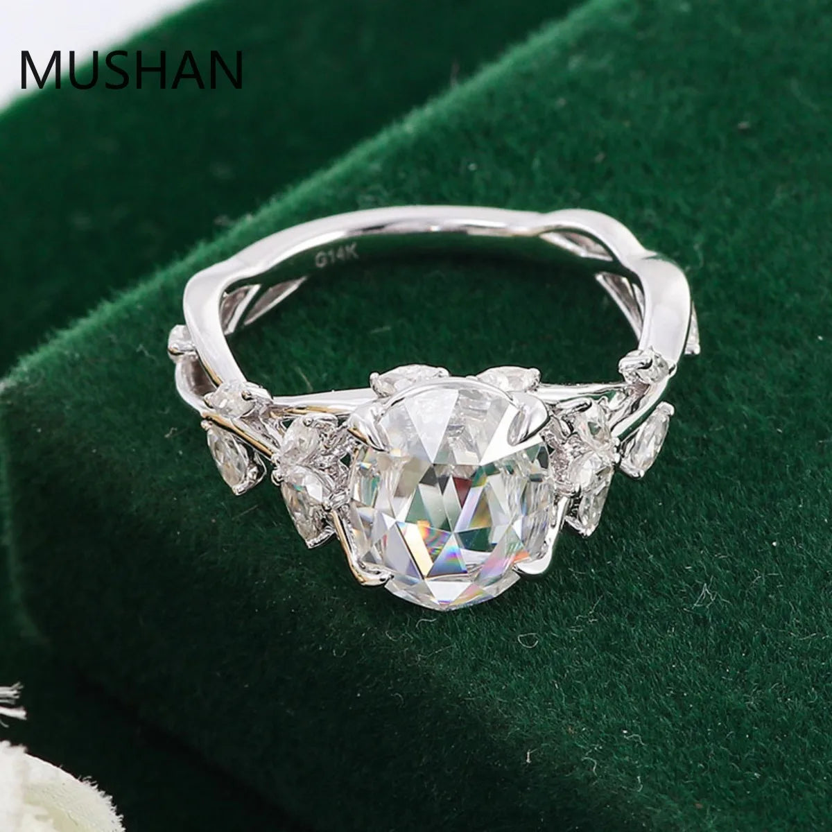 MUSHAN Luxury Custom 14K 18K Gold Rings Band Jewelry With Moissanite Diamond Lab Grown Gemstones Diamond Wedding Ring For Women