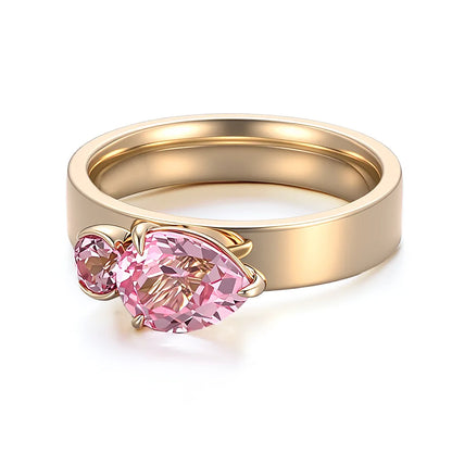 Anillo de joyería personalizada MUSHAN, gema rosa cultivada en laboratorio de 6*8 mm, banda de platino PT950, oro de 10K, 14K, 18K, joyería para mujer, anillos de fiesta y boda