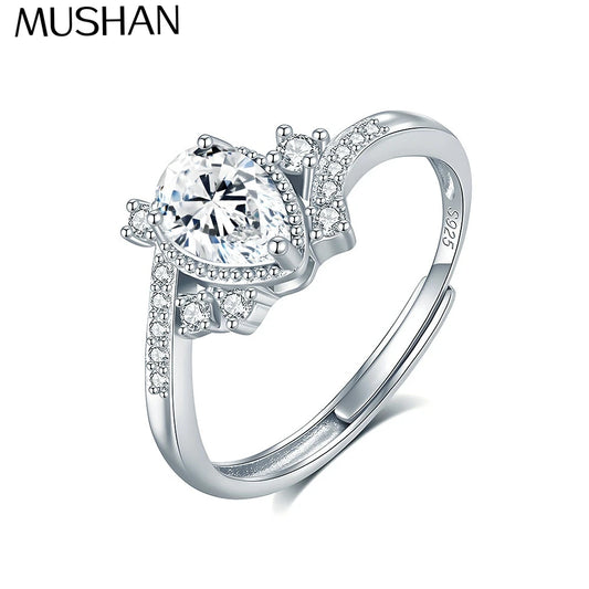 MuShan Brand Jewelry 925 Sterling Silver Ring VVS Moissanite Handmade Ring for Partner 18K Real Gold Plated MST Patent Jewellery