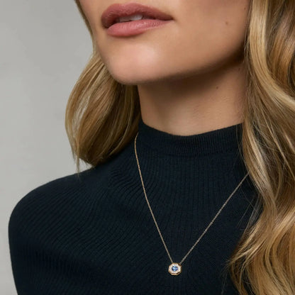 Collar MUSHAN Bespoke Jewelry de plata de ley 925 con corazón de rubí azul de laboratorio para mujer, ideal para fiestas, chapado en oro de 18 quilates, aniversario